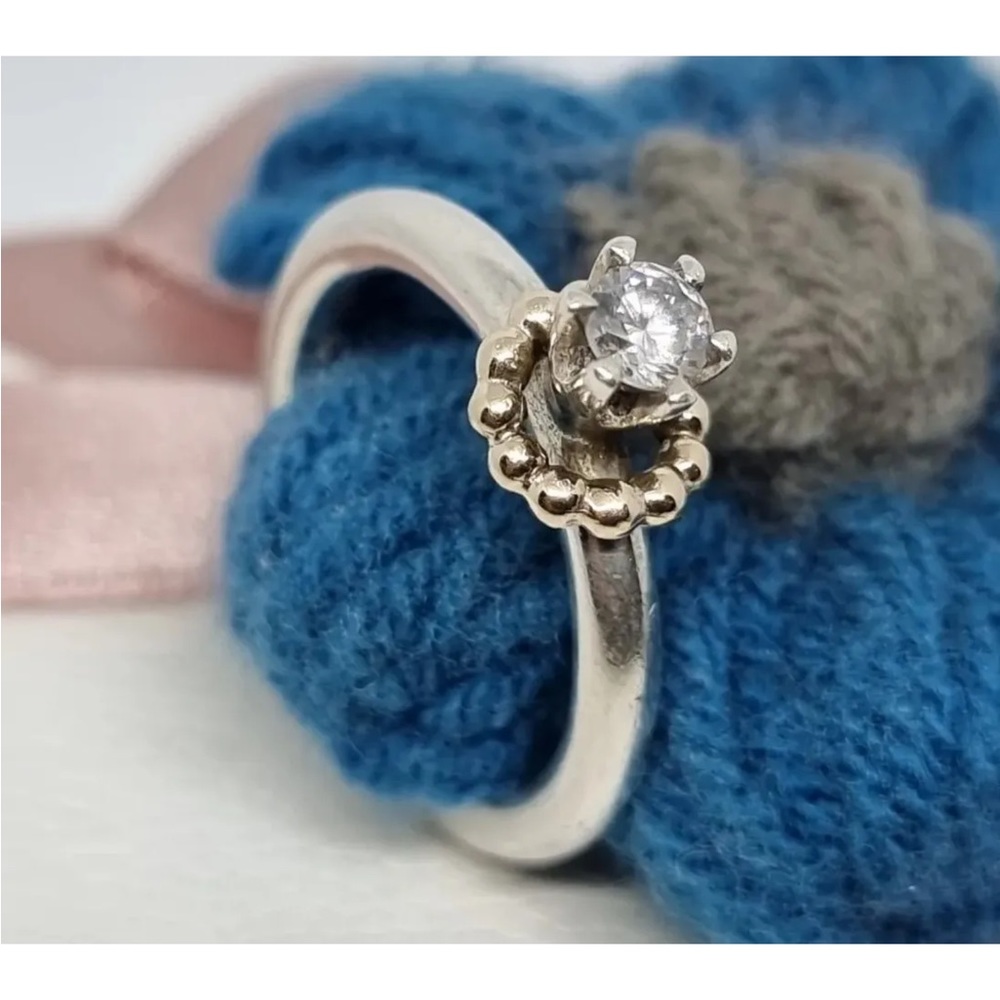 Genuine Pandora Two Tone 14ct Gold & Silver Bubble Wreath Halo Ring💕 Size 56